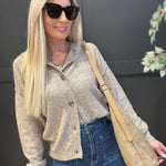 Button Down Knit Cardigan In Khaki - Infinity Raine