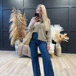 Button Down Knit Cardigan In Khaki - Infinity Raine