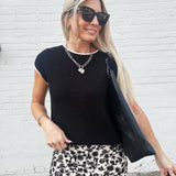 Contrast Trim Knit Sweater Top In Black - Infinity Raine