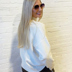 blu pepper Tops - Sweaters Front Seam Mock Neck Sweater In Cream