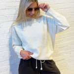 blu pepper Tops - Sweaters Front Seam Mock Neck Sweater In Cream