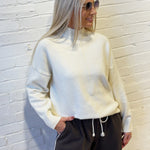 blu pepper Tops - Sweaters Front Seam Mock Neck Sweater In Cream
