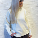 blu pepper Tops - Sweaters Front Seam Mock Neck Sweater In Cream