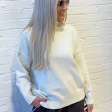 blu pepper Tops - Sweaters Front Seam Mock Neck Sweater In Cream
