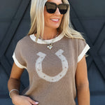 Horseshoe Knit Sweater In Brown - Infinity Raine