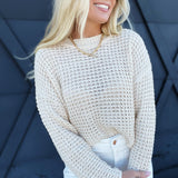 Knitted Crew Neck Sweater In Oatmeal - Infinity Raine