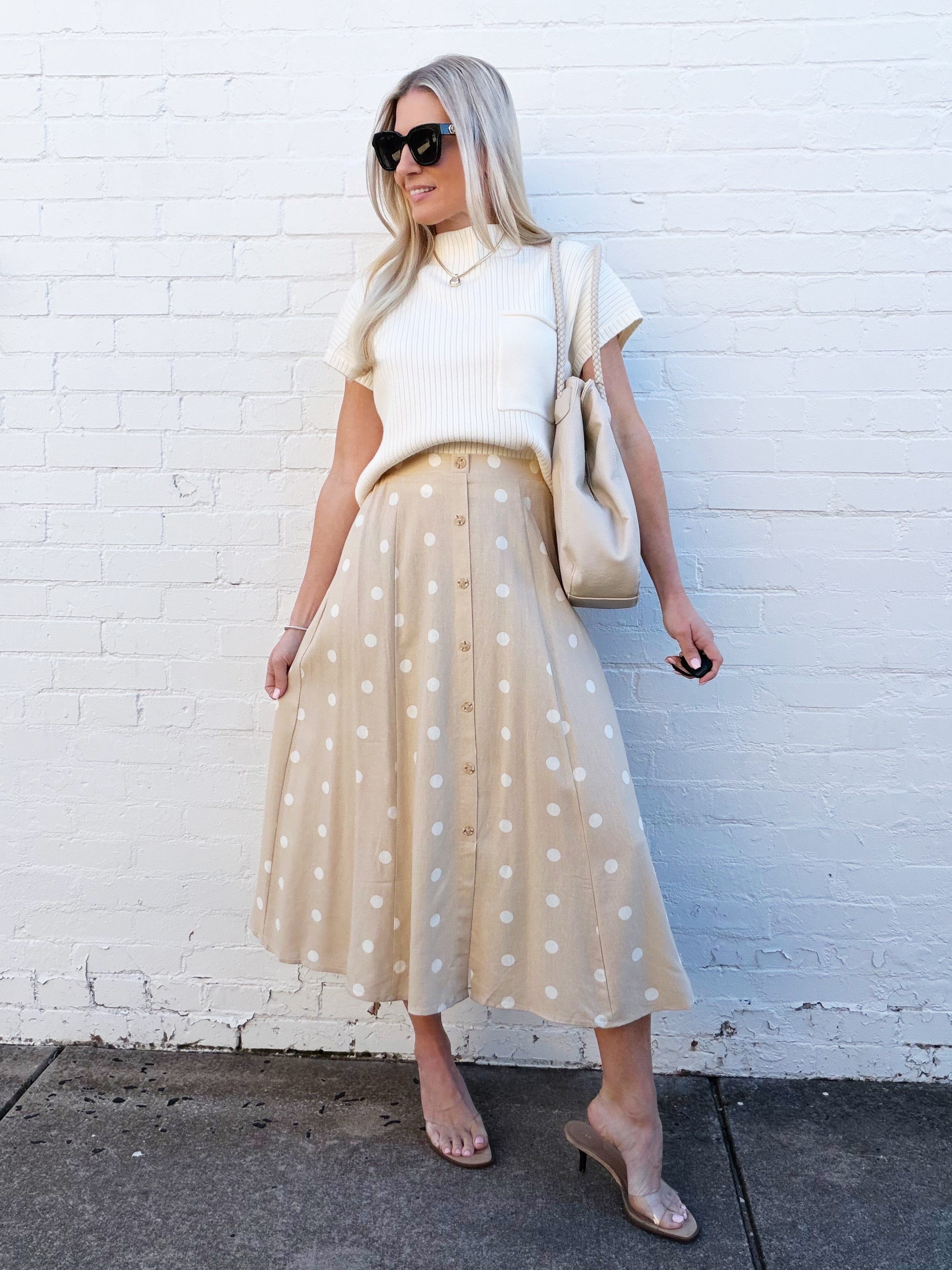 blu pepper Tops - Sweaters Mock Neck Pocket Short Sleeve In Cream