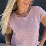 blu pepper Tops - Sweaters Sheer Back Tie Knit Sweater In Dusty Pink