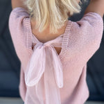 blu pepper Tops - Sweaters Sheer Back Tie Knit Sweater In Dusty Pink