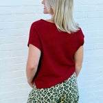 blu pepper Tops - Sweaters Split Neck Top In Red