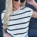 Striped Knit Sweater In Ivory - Infinity Raine