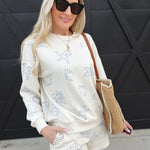 blu pepper Tops - Sweatshirts Sea Motif Crew Neck Long Sleeve Knit Top In Ivory