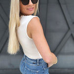 Seamless Scoop Neck Top In White - Infinity Raine