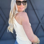 Sleeveless Mock Neck Sweater Knit Top In Cream - Infinity Raine