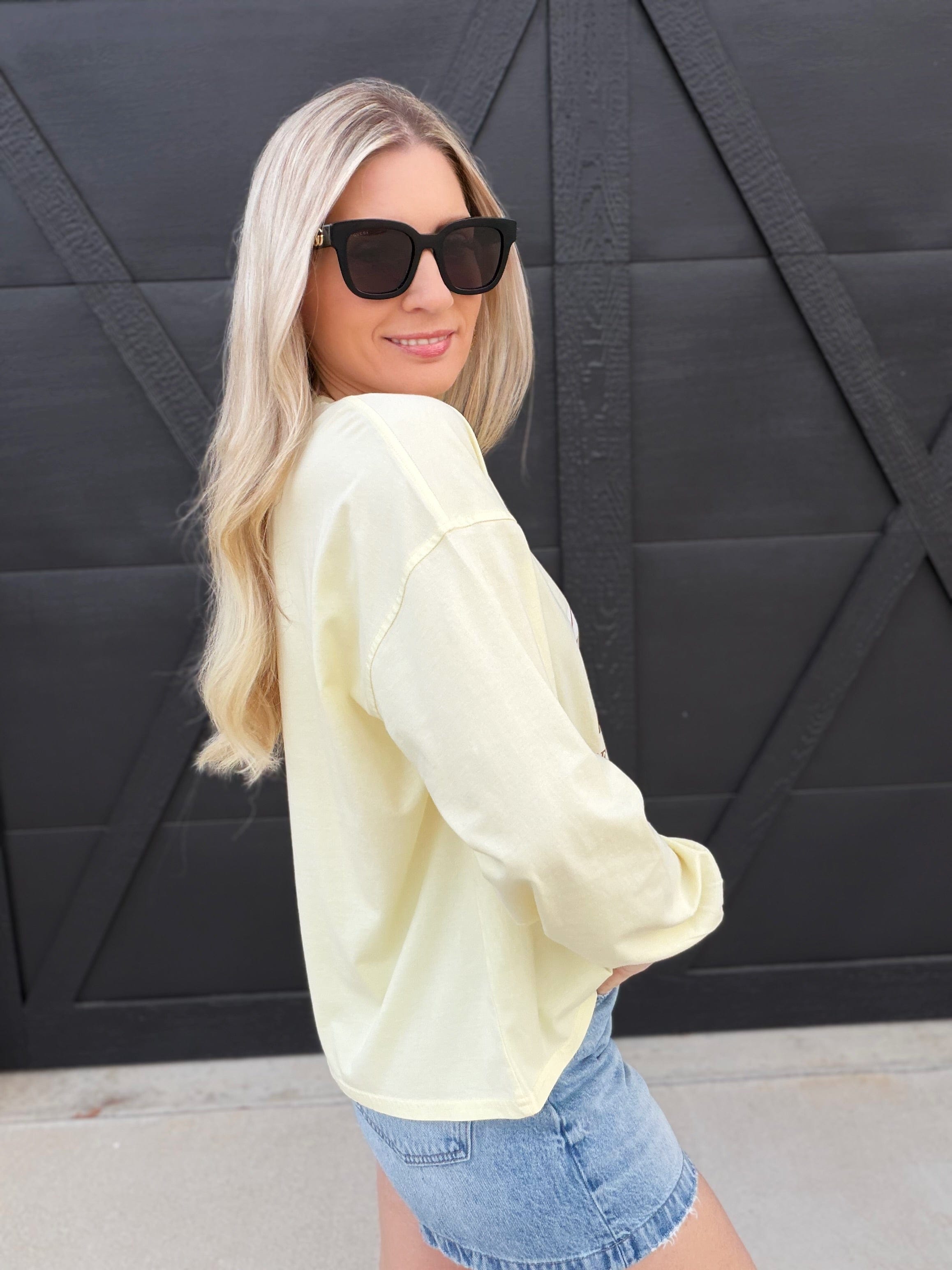 blu pepper Tops - Tees Coastal Cowgirl Long Sleeve In Butter Yellow