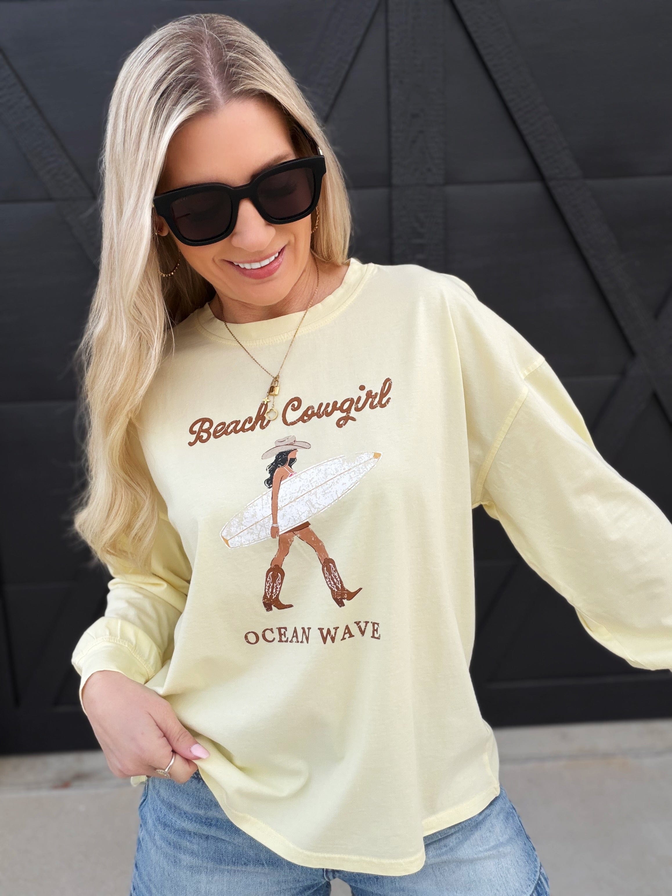 blu pepper Tops - Tees Coastal Cowgirl Long Sleeve In Butter Yellow