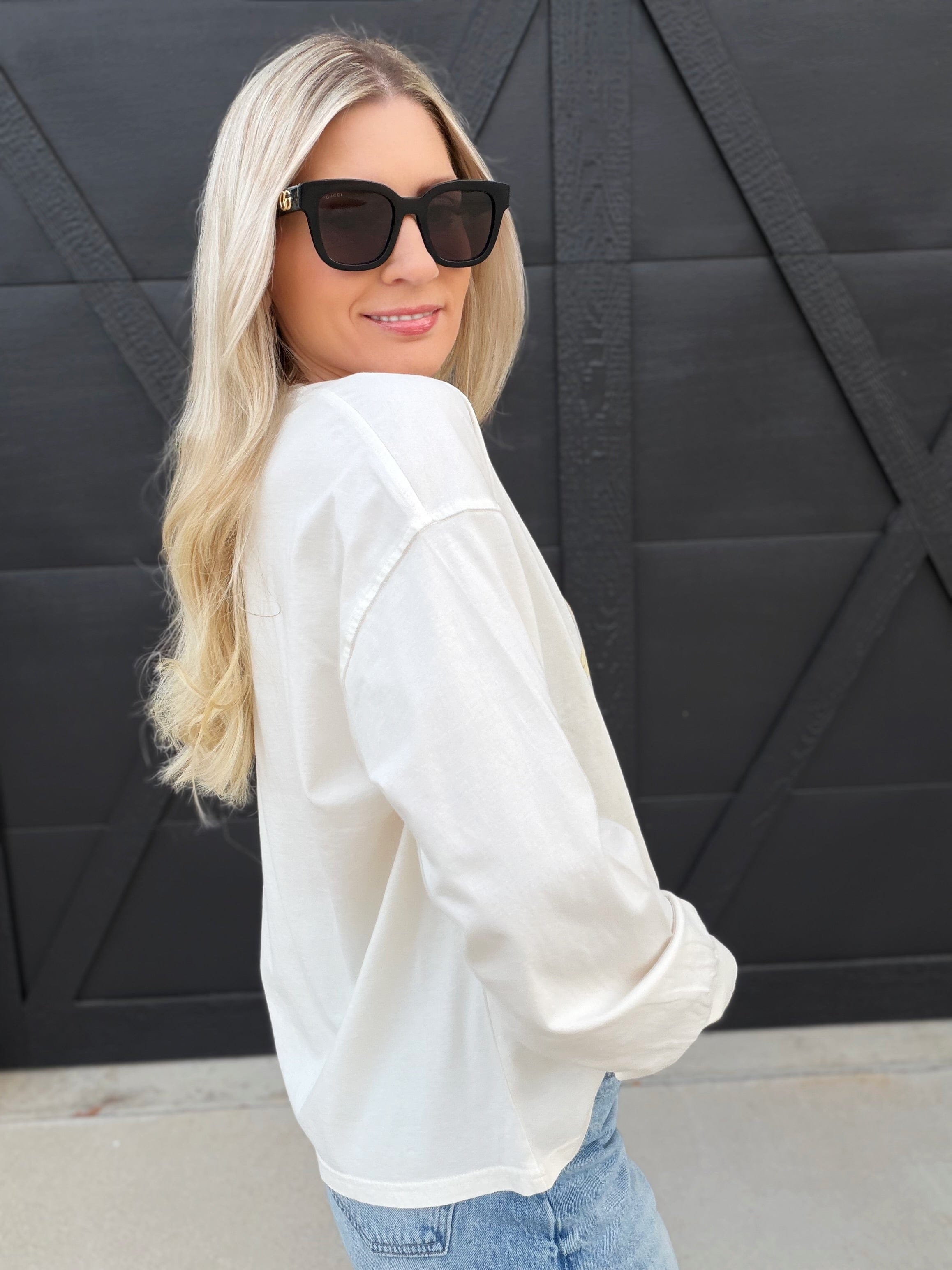 blu pepper Tops - Tees Coastal Cowgirl Long Sleeve In White