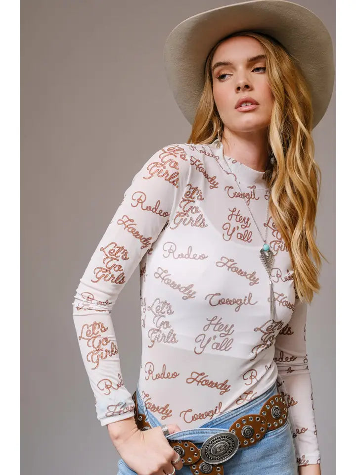 Howdy Mesh Top In White - Infinity Raine