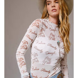 Howdy Mesh Top In White - Infinity Raine