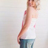 Twill Rhinestone Button Tube Top In White - Infinity Raine