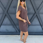 Knit Sweater Mini Dress In Mocha - Infinity Raine