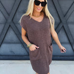Knit Sweater Mini Dress In Mocha - Infinity Raine