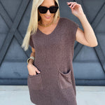 Knit Sweater Mini Dress In Mocha - Infinity Raine