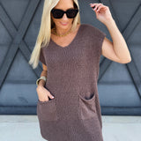 Knit Sweater Mini Dress In Mocha - Infinity Raine