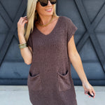 Knit Sweater Mini Dress In Mocha - Infinity Raine