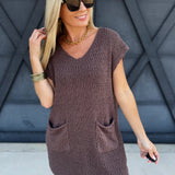Knit Sweater Mini Dress In Mocha - Infinity Raine