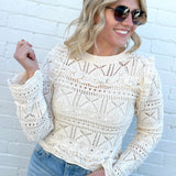 Bluivy Tops - Blouses Lace Crochet Top In Ecru