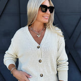 Button Down Knit Sweater Cardigan In Butter - Infinity Raine