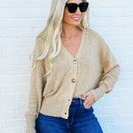 Bluivy Tops - Sweaters Button Down Knit Sweater Cardigan In Taupe
