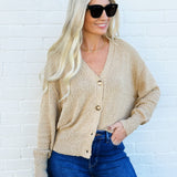 Bluivy Tops - Sweaters Button Down Knit Sweater Cardigan In Taupe