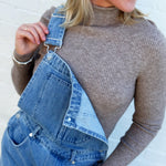 Bluivy Tops - Sweaters Mock Neck Ribbed Long Sleeve In Latte