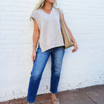 Bluivy Tops - Sweaters Oversized Knit Sweater Vest In Oatmeal
