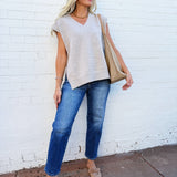 Bluivy Tops - Sweaters Oversized Knit Sweater Vest In Oatmeal