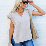 Bluivy Tops - Sweaters Oversized Knit Sweater Vest In Oatmeal