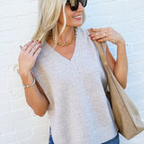 Bluivy Tops - Sweaters Oversized Knit Sweater Vest In Oatmeal