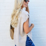 Bluivy Tops - Sweaters Oversized Knit Sweater Vest In Oatmeal
