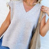 Bluivy Tops - Sweaters Oversized Knit Sweater Vest In Oatmeal