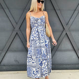 Floral Front Tied Smocked Maxi Dress - Infinity Raine