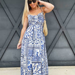 Floral Front Tied Smocked Maxi Dress - Infinity Raine