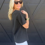 Boat Neck Short Sleeve Basic Tee in Black - Infinity Raine