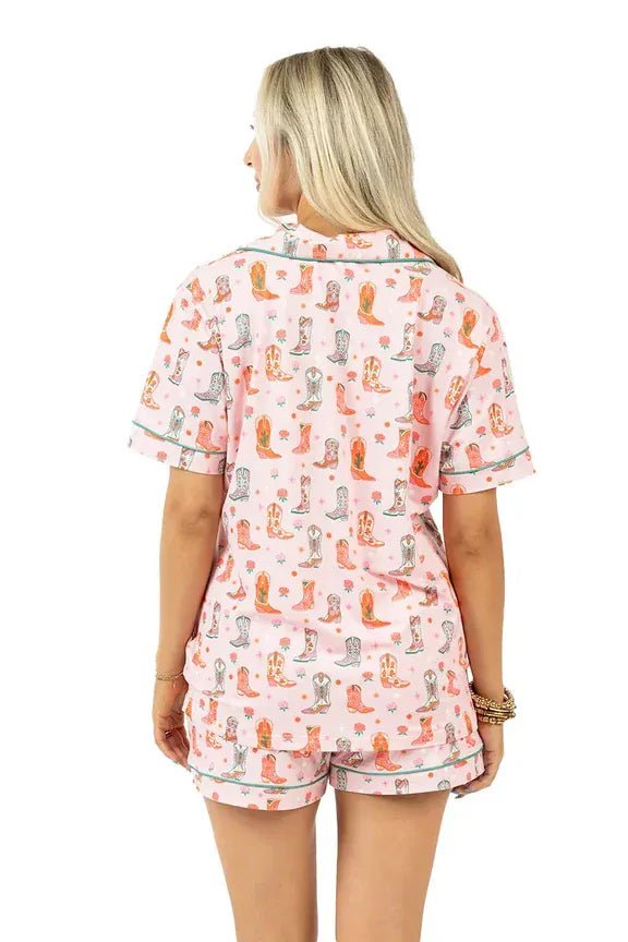Boots and Roses Loungewear Short Set In Pink - Infinity Raine