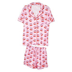 Bow and Cherry Loungewear Short Set In Pink - Infinity Raine