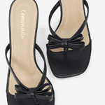 Bow Tie Sandal Heels In Black - Infinity Raine