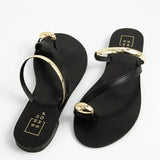 Brenda Flat Sandal In Black - Infinity Raine