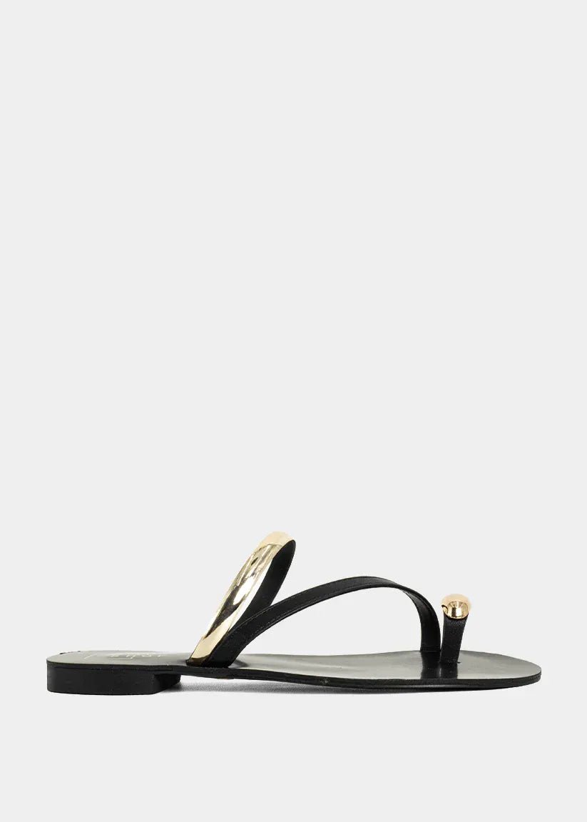 Brenda Flat Sandal In Black - Infinity Raine