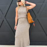 Brianna Maxi Skirt In Taupe - Infinity Raine